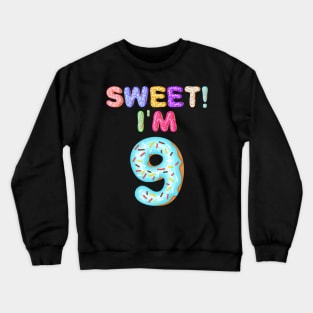 Kids 2010 9th Birthday Sweet I'm 9 Donut Gift Crewneck Sweatshirt